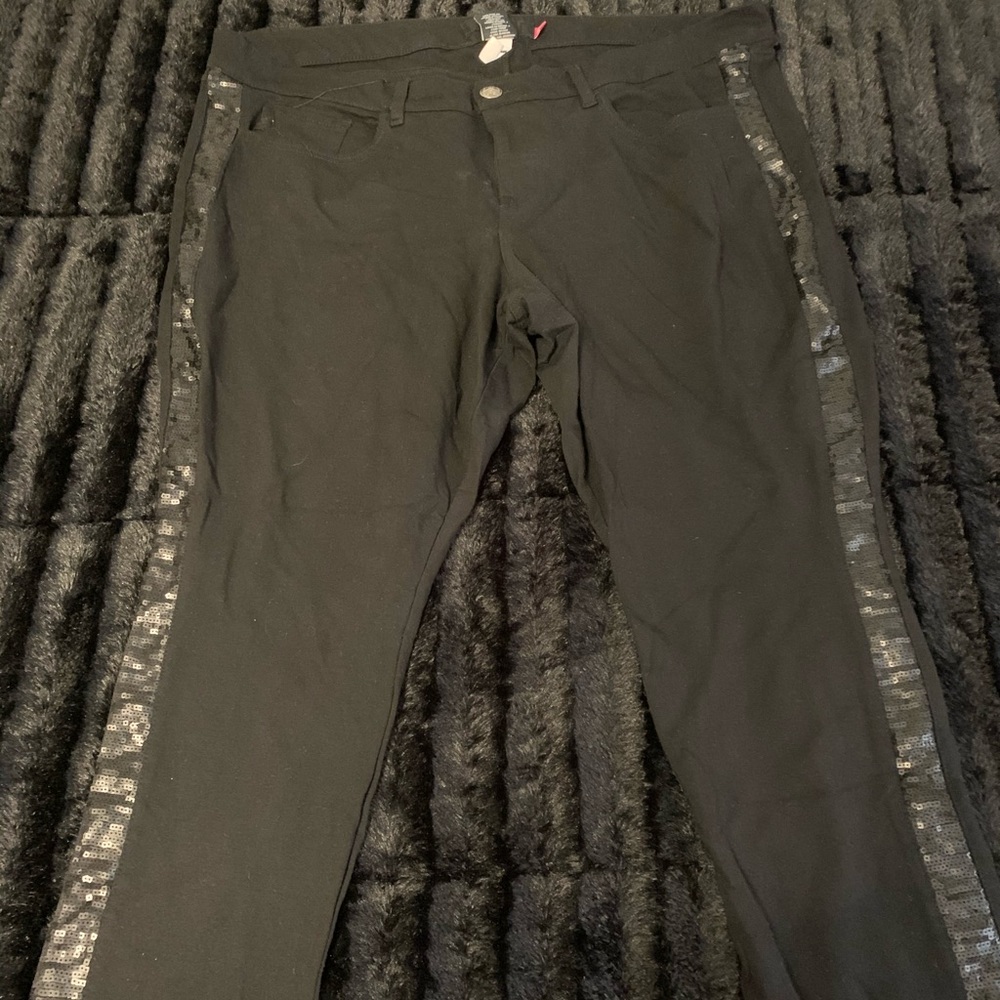 Torrid Black sequin side stripe pants